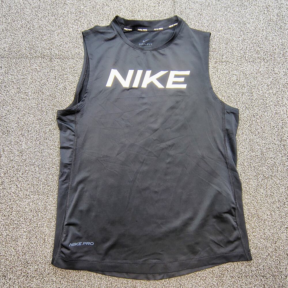New Nike Pro Men’s Size L Sleeveless Dri-FIT Training Performance Tank Top Black
